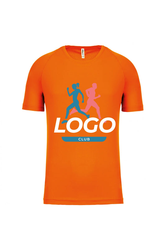 exemple de personnalisation d'un tee shirt de sport pour homme orange