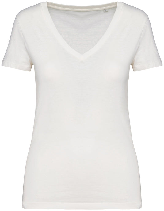 tee shirt col v femme bio personnalisable blanc