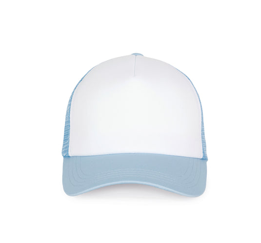 casquette trucker blanc et bleu ciel personnalisable