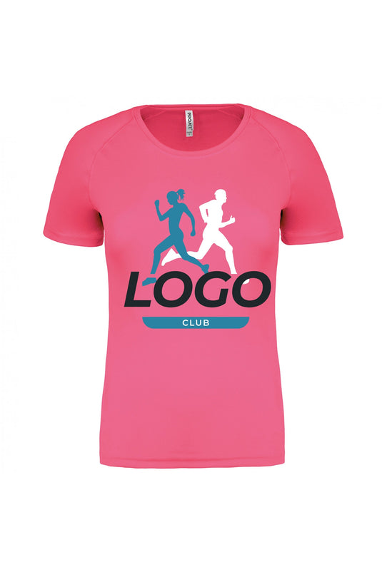 exemple de tee shirt de sport femme personnalisable rose
