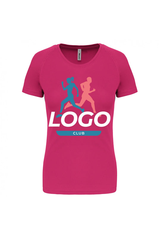 exemple de tee shirt de sport femme personnalisé  rose