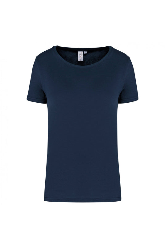 tee shirt manche courte col rond femme made in france personnalisable bleu marine