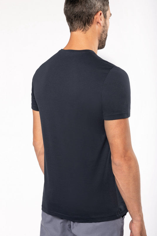 vue de dos du tee shirt homme col rond made in france personnalisable noir