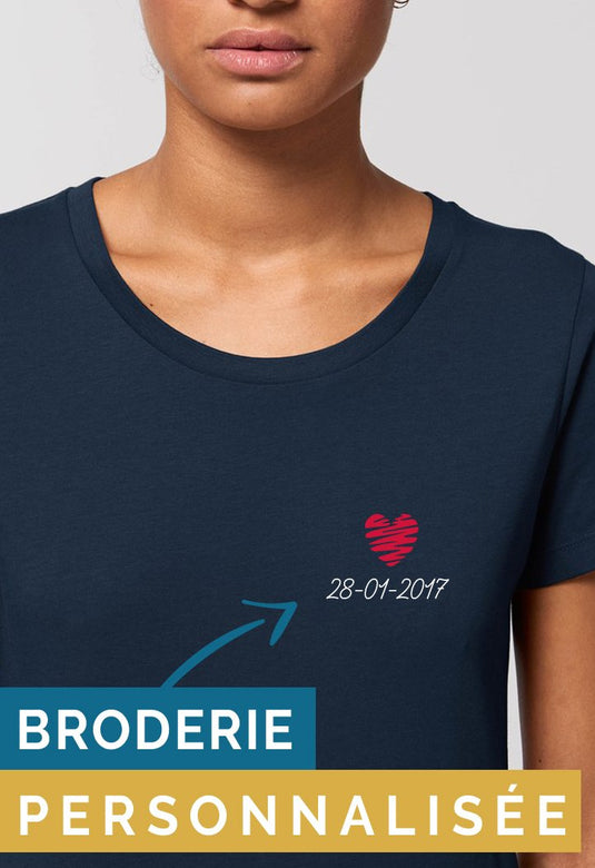 Tee-shirt Femme - Cœur brodé _ Impression_Nantes_Saint_Nazaire