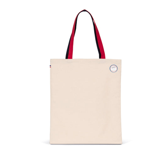 sac tot bag made in france personnalisable beige lanière rouge