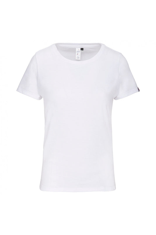 tee shirt manche courte col rond femme made in france personnalisable blanc