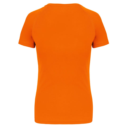 dos du tee shirt de sport femme personnalisable orange