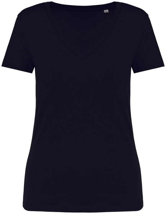 tee shirt col v femme bio personnalisable noir